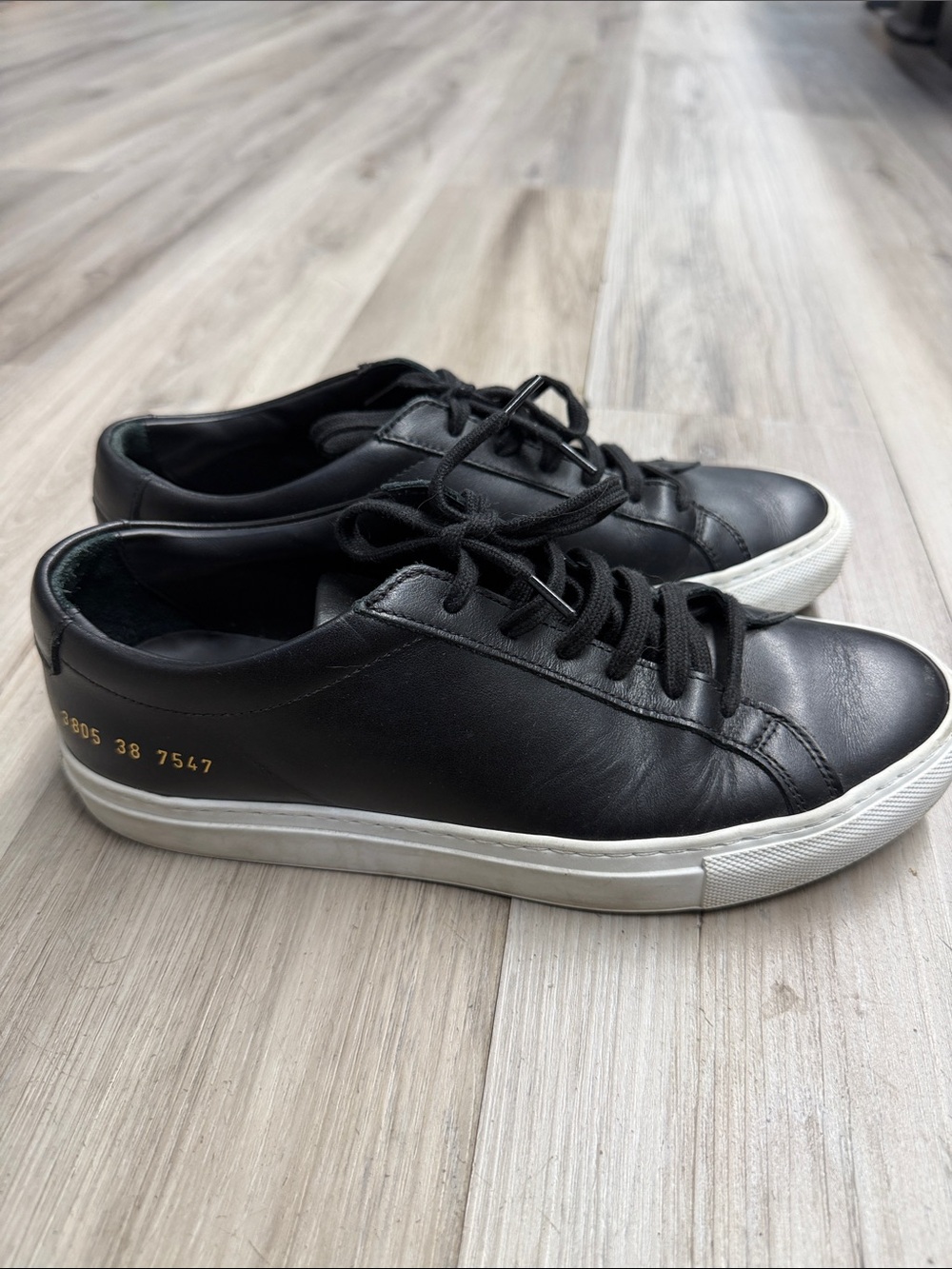 Common Projects Black Leather Low-Top Sneakers with White Sole